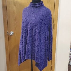 Snoskins purple crackle textured long sleeve cowl neck asymmetric hem